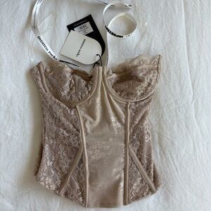 Mistress Rocks House of CB Lace Corset top in Beige NWT